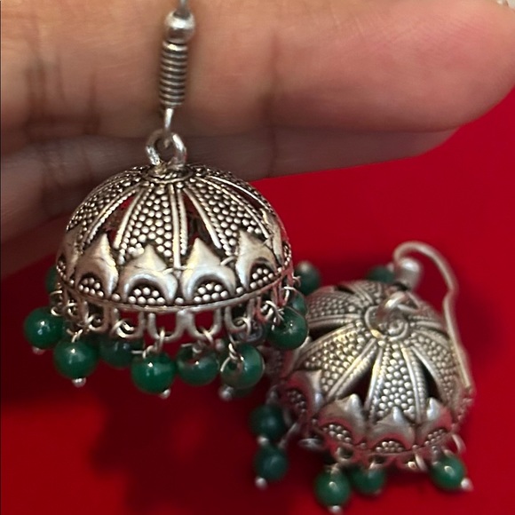 Combo of 4 Metal earrings with beads - Picture 4 of 5